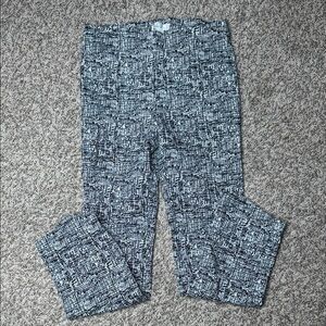 Girls Black and White Patterned Pull-On Pants